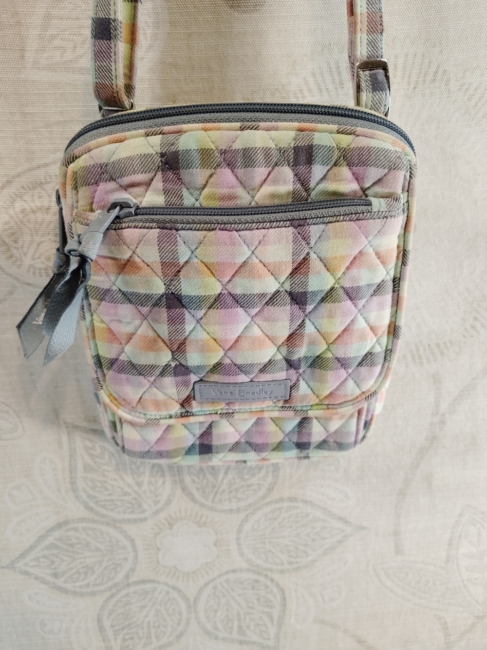 Vera Bradley Quilted Pastel Plaid Crossbody